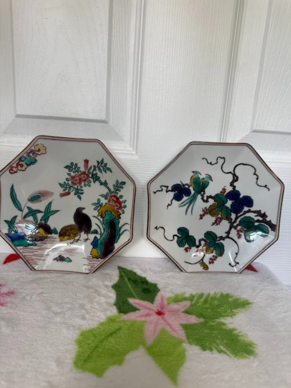 Dish Kutani - Ware Octagonal Plate Set Japan antique tableware